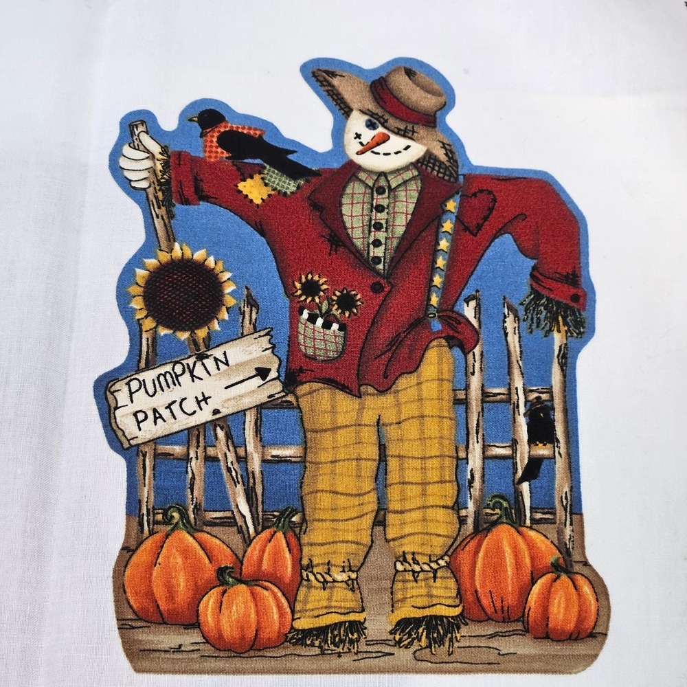 Vintage Cranston Print Works Scarecrow Fabric Panel Wall Hanging Leslie Beck